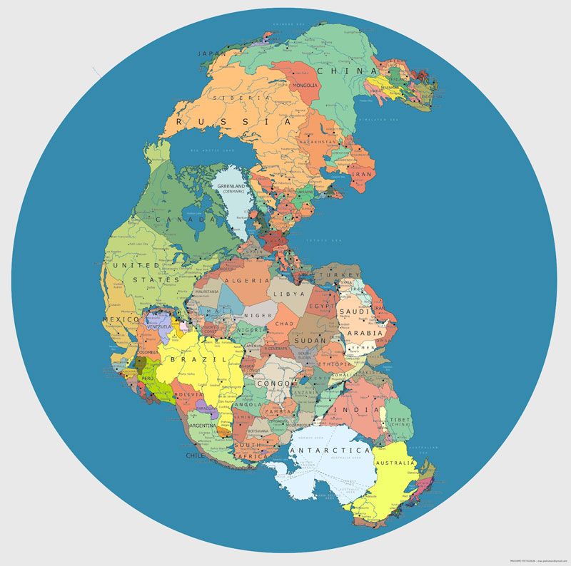 map of pangea with current internatoinal borders 40 Maps That Will Help You Make Sense of the World