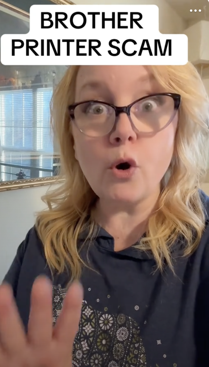 woman talking about printer ink