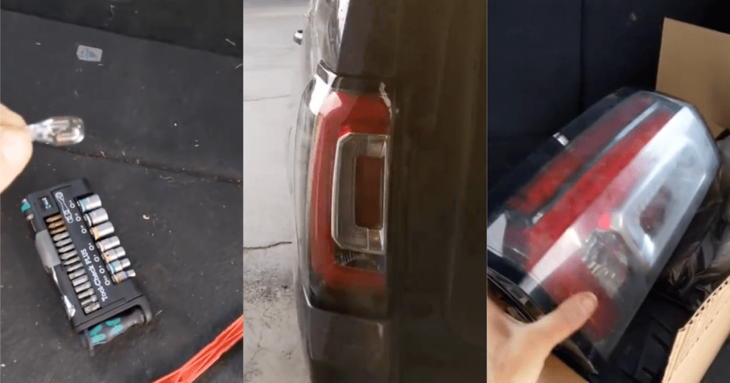 damaged tail light on a car