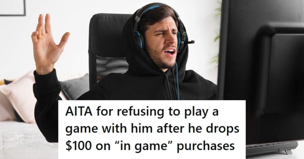 Angry man gaming with headphones on