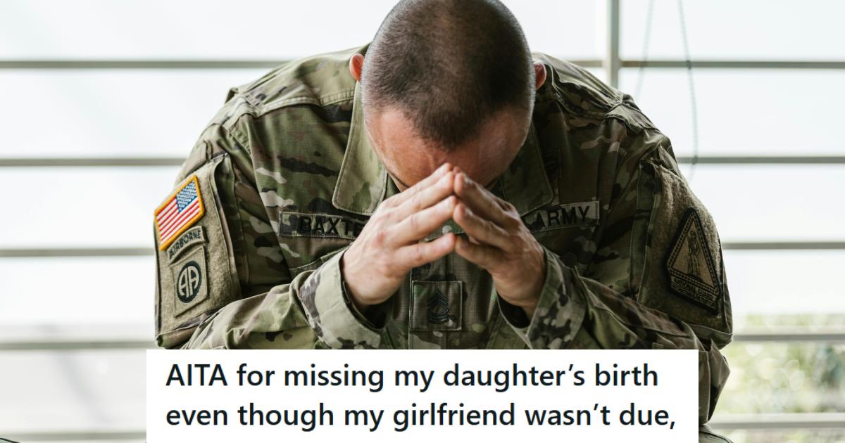 Army soldier sitting with his head down thinking about his life