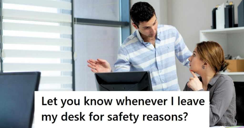 Man talking to female coworker at office