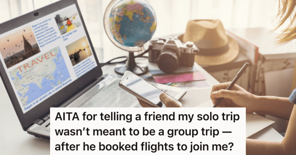 woman making travel plans with a laptop, phone and notebook