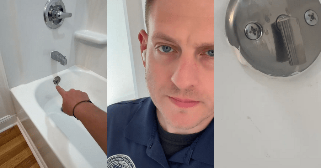 Inspector AJ examining a bathtub