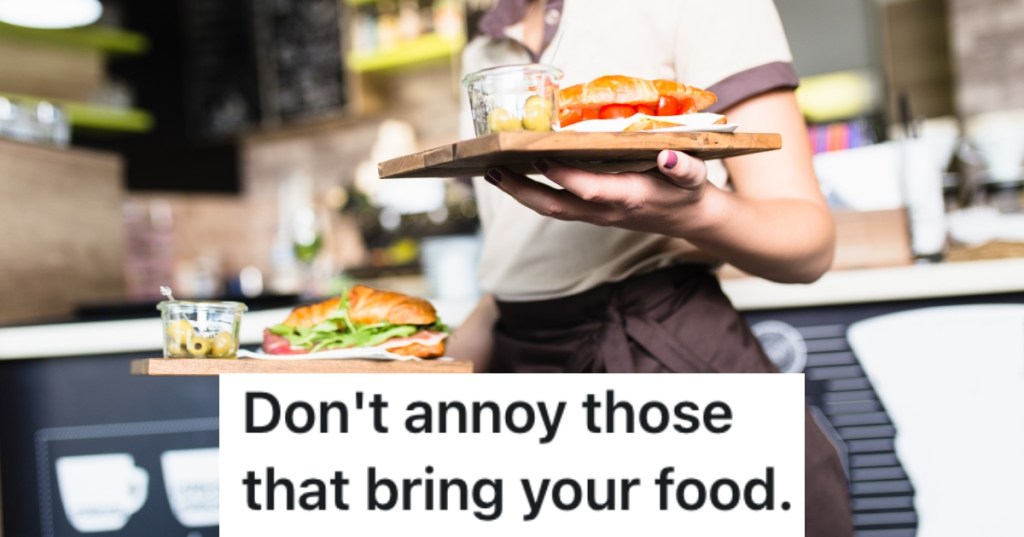 waitress carrying food in both hands