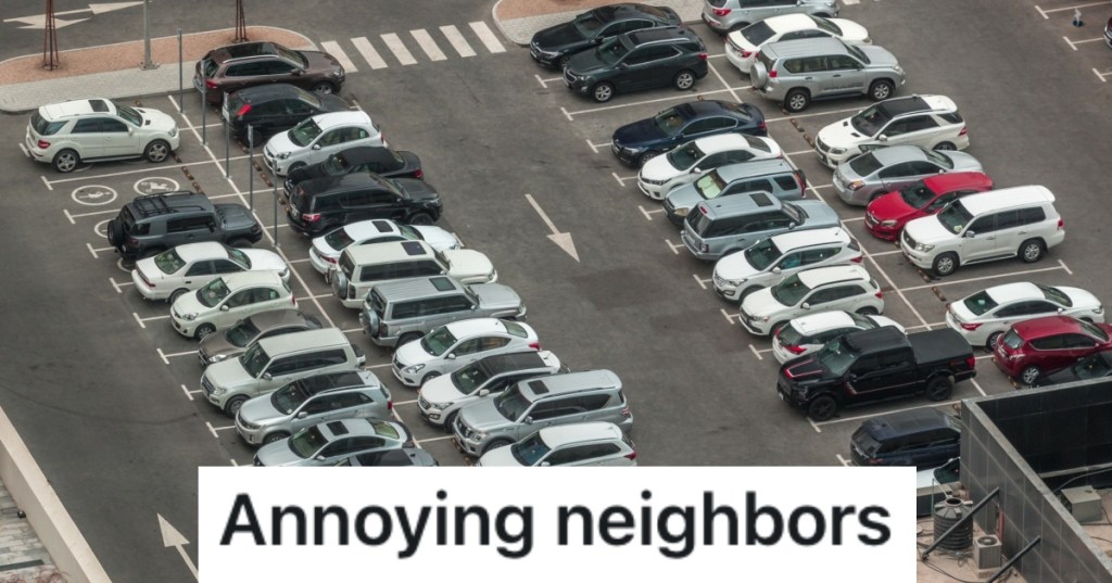aerial shot of a parking lot