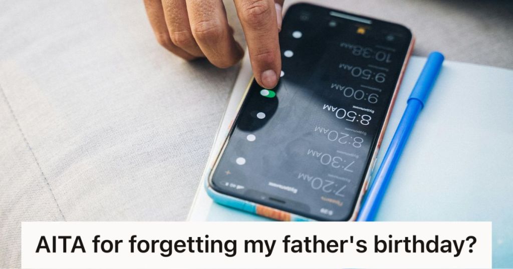 Man's hand turning one of several phone alarms on